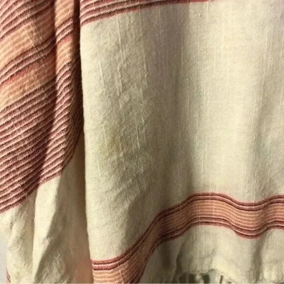 Billabong White Red Stripe Fringe Short Sleeve M - Picture 3 of 4